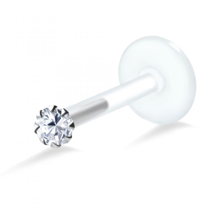 PTFE Tragus Labret Kristalldesign silber schwarz goldfarbig roségoldfarbig