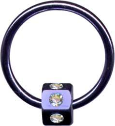 19039 BCR Piercing Ring Lila Sechseck Mutter Kristalle Klemmring