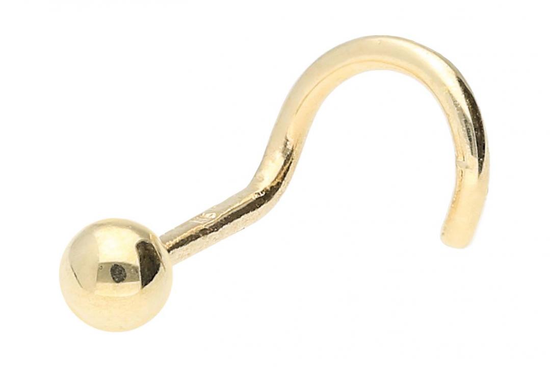 18Karat (750er) Echtgold Gelbgold Nasenstecker Spirale mit 2.5mm-Kugel