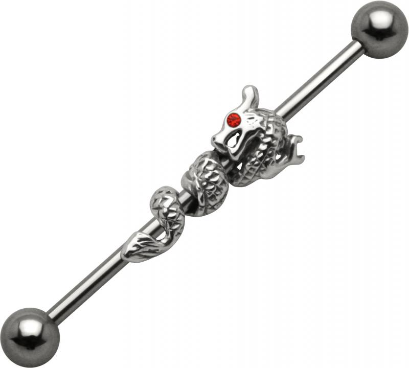 Industrial Piercing Drache Stahl Barbell Ohr Schmuck