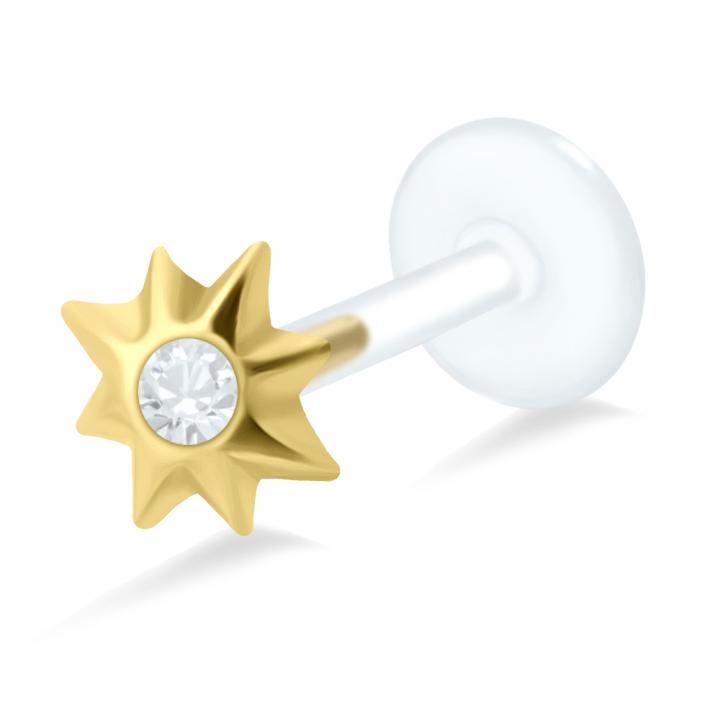 PTFE Tragus Labret Sonne silber schwarz goldfarbig roségoldfarbig