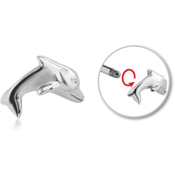 Stahl Piercing Kugel Delfin Motiv Verschluss 1.2mm Schraubkugel