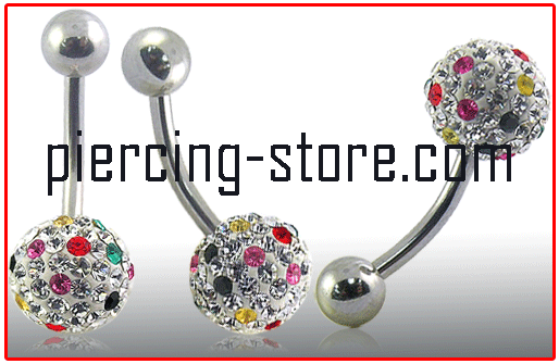 Bauchnabelpiercing Multi Kristall Klar/Bunt Stahl Banane