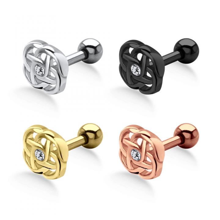 Helix Tragus Piercing Celtic silberfarbig schwarz goldfarbig roségoldfarbig