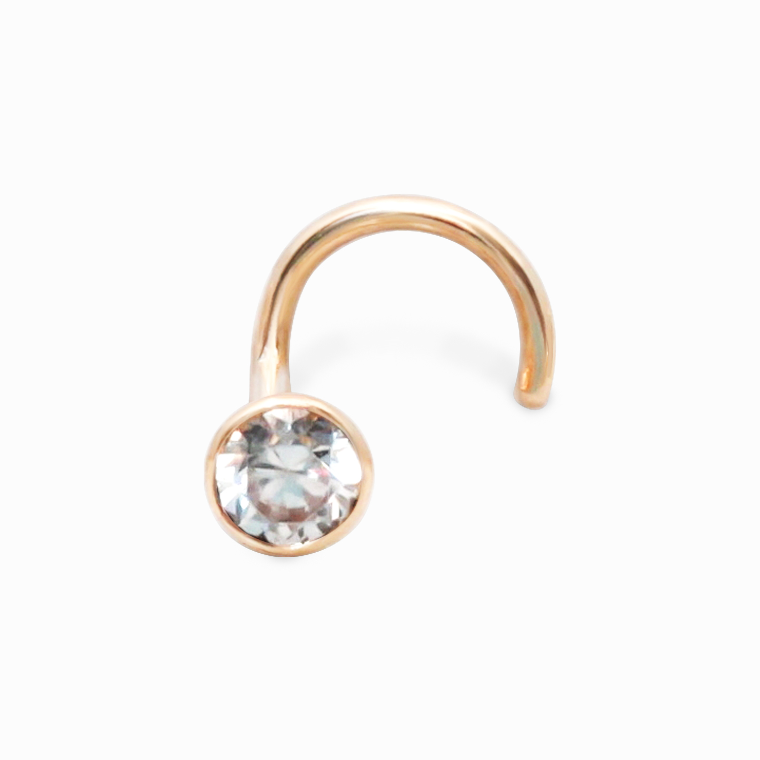 Exklusiver 18Karat Roségold Nasenstecker mit 2.2mm-Kristall  Stabstärke: 0.6mm