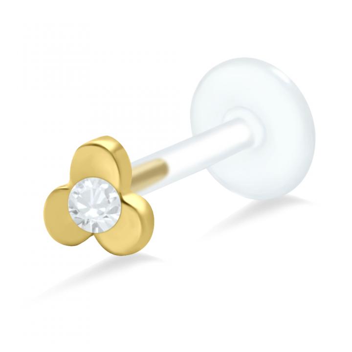 PTFE Tragus Labret Kristallblume silber schwarz goldfarbig roségoldfarbig