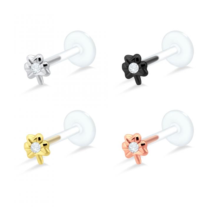 PTFE Tragus Labret Blume silber schwarz goldfarbig roségoldfarbig