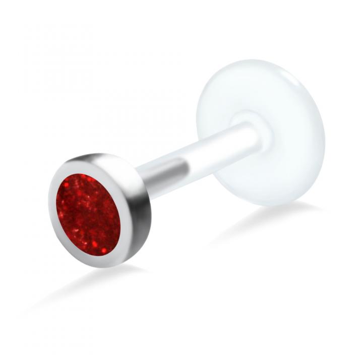 PTFE Tragus Labret Glitzerkristall (Kristallfarbe wählbar)