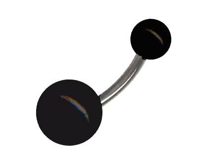1278_8 Bauchnabelpiercing Schwarz Acryl Kugeln Chirurgenstahl Banane