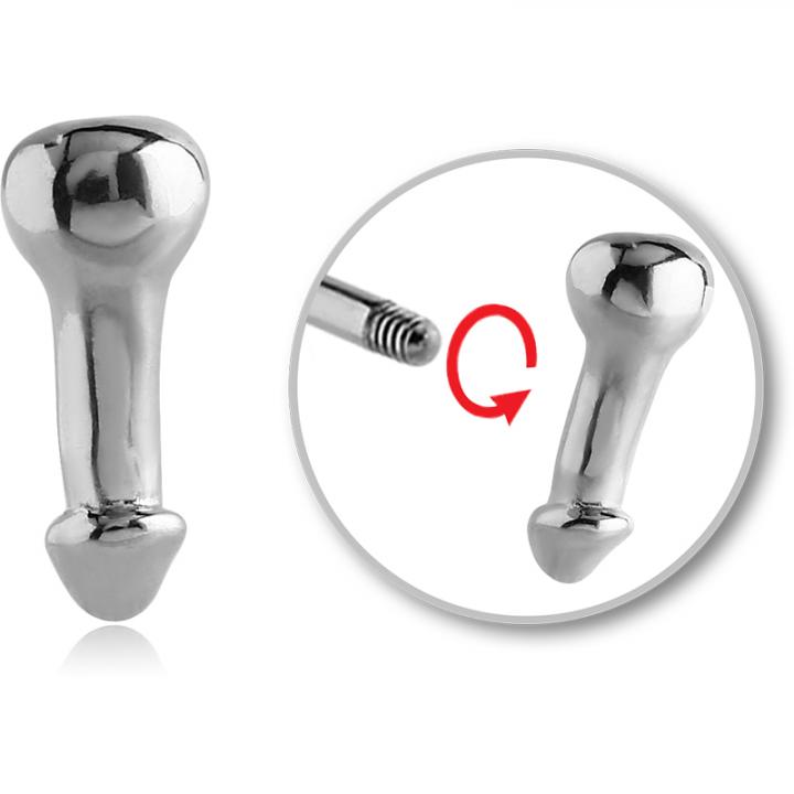 Stahl Piercing Kugel Penis Motiv Verschluss 1.6mm Schraubkugel