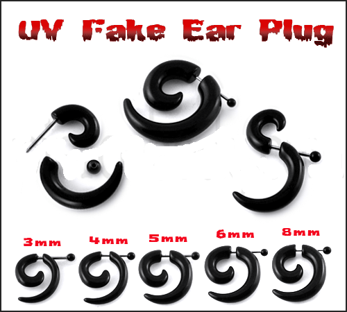 zer046 Fake Piercing Expander UV-Acryl schwarz Dehnungssichel Claw