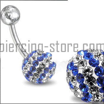 Bauchnabelpiercing Multi Kristall Klar/Blau Streifen Stahl Banane