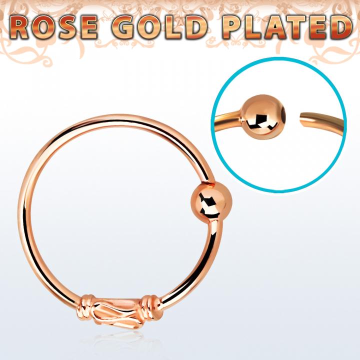 Nasenring mit 2mm-Kugel 925er Silber roségoldfarbig Nasenpiercing 0.8mm Stärke