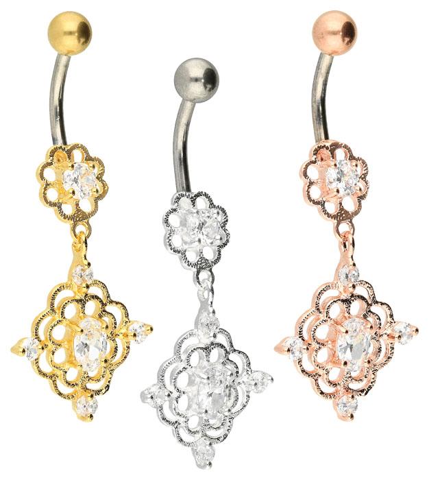 Bauchnabelpiercing Titan 925er Silber-Motiv Orientalisch silberfarbig goldfarbig roségoldfarbig