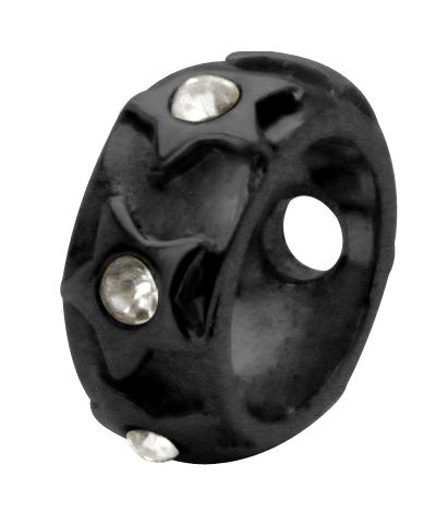 Piercing Saturn Shield schwarz mit Kristall Sterne 3mm/1.2mm Stahl