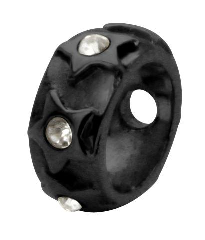 blsh-08bk_kopie Piercing Saturn Shield schwarz mit Kristall Sterne 3mm/1.2mm Stahl