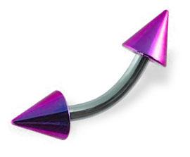 3221_4 Piercing Banane mit Spitzen farbiger Stahl 1,2 / 1,6 mm anodisiert
