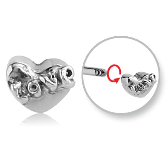 Stahl Piercing Kugel Love Herz Motiv Verschluss 1.2mm Schraubkugel