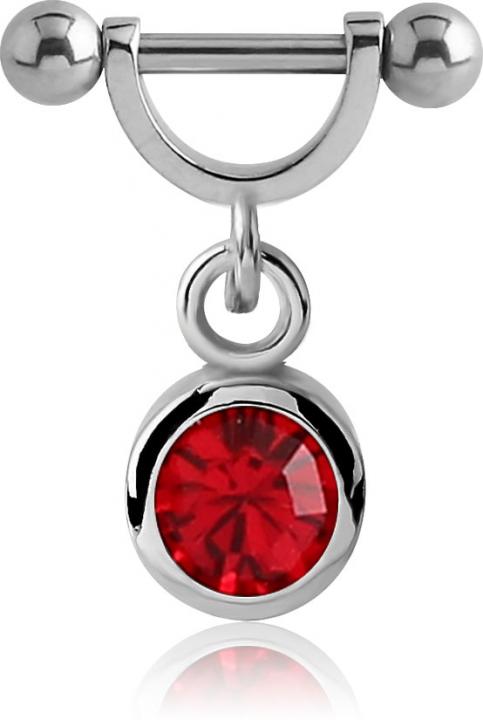 Helix Tragus Kristall Rot Ohr Piercing Stahl Barbell mit Schild