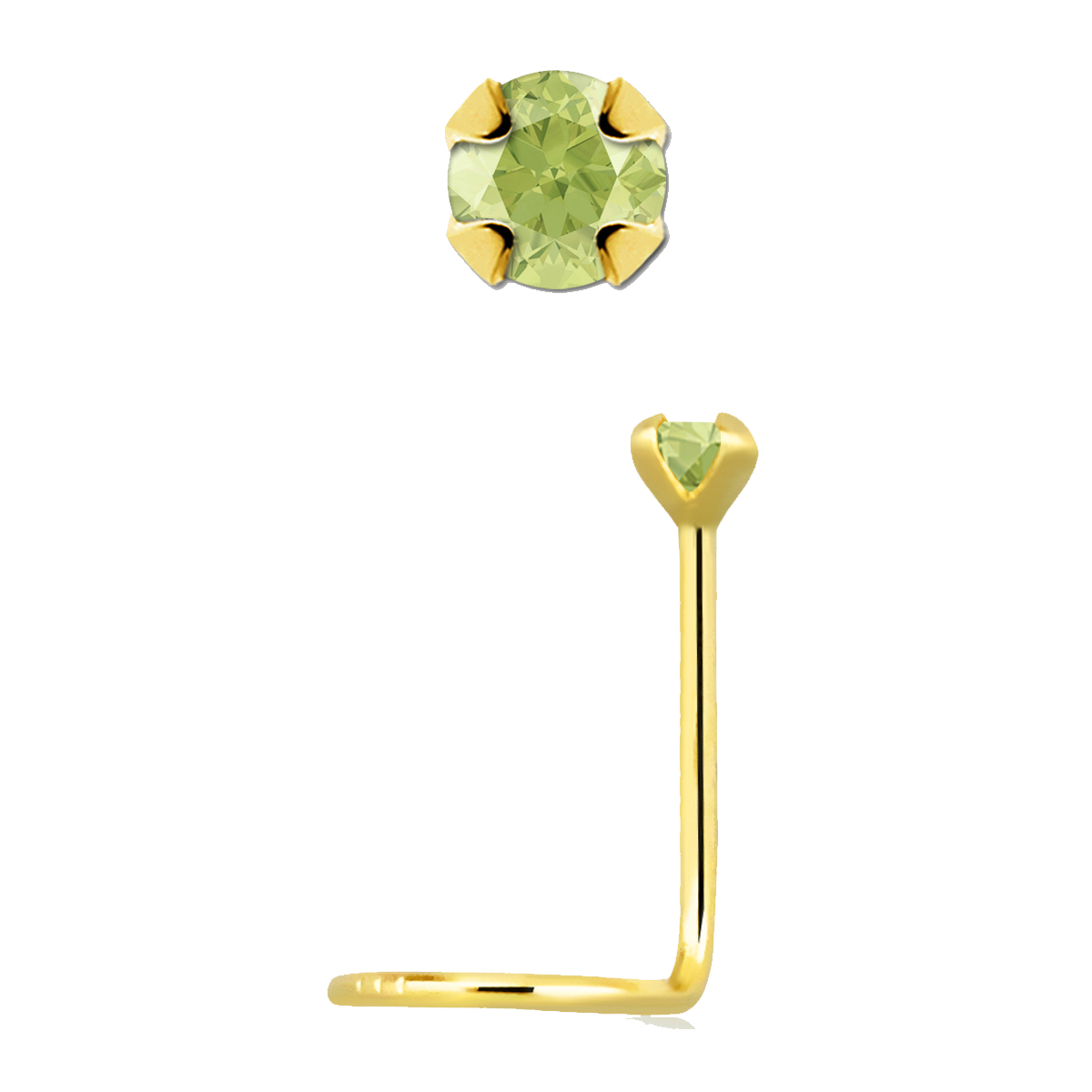 🦚 14karat Gold Gelbgold Nasenstecker Spirale echter Peridot mit Geschenkbox 🦚 14karat Gold Gelbgold Nasenstecker Spirale echter Peridot mit Geschenkbox
