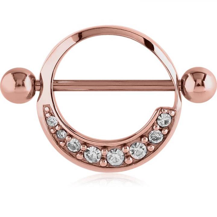 Brustwarzenpiercing Kristall Ring roségoldfarbig Schild Nippel Piercing