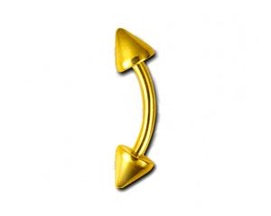 gl110b Piercing Banane Goldfarben mit zwei Spitzen in 1.2mm/1.6mm