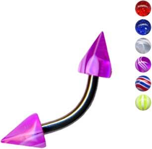 30018 Piercing Banane Acryl Spitzen Stahl u Titan 6 Farben/Motive 1,2/1,6