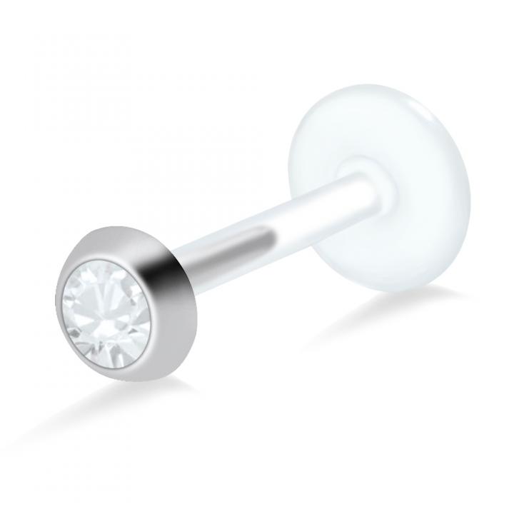 PTFE Tragus Labret Kristall silber schwarz goldfarbig roségoldfarbig