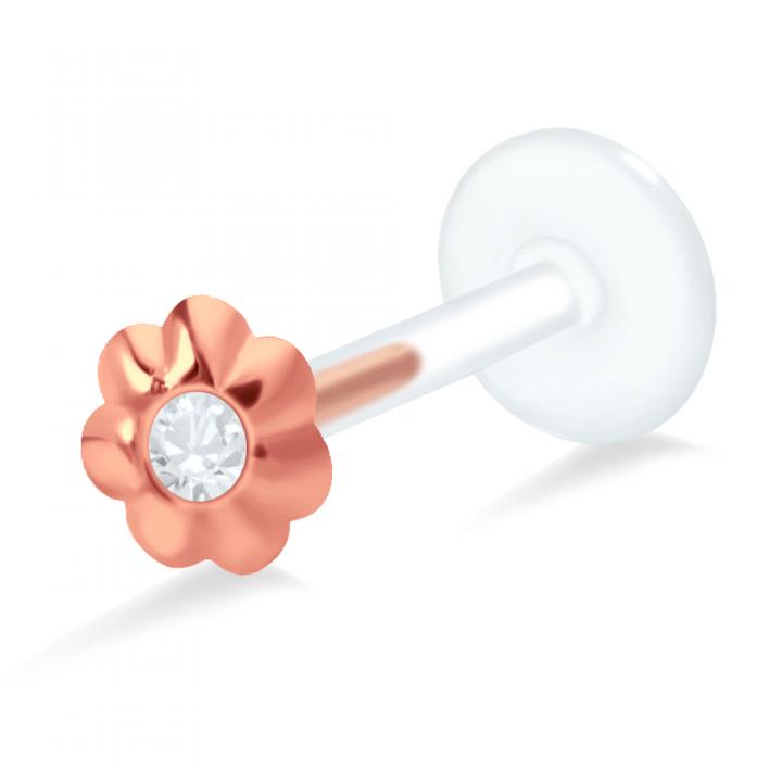 PTFE Tragus Labret Blume silber schwarz goldfarbig roségoldfarbig