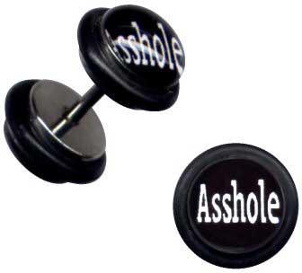 p1534_4 Fake Plug Asshole schwarz Ohr Piercing Stahl Ohrstecker