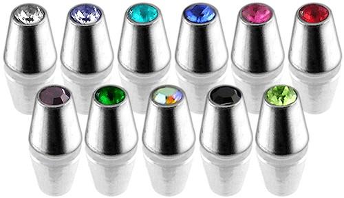 blos255_3 Stahl Piercing Kristall Spitze 6 Farben Verschluss Schraubspitze