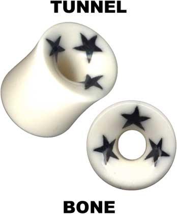 37110 Flesh Tunnel Double Flared Sterne Büffel Knochen Ohrpiercing