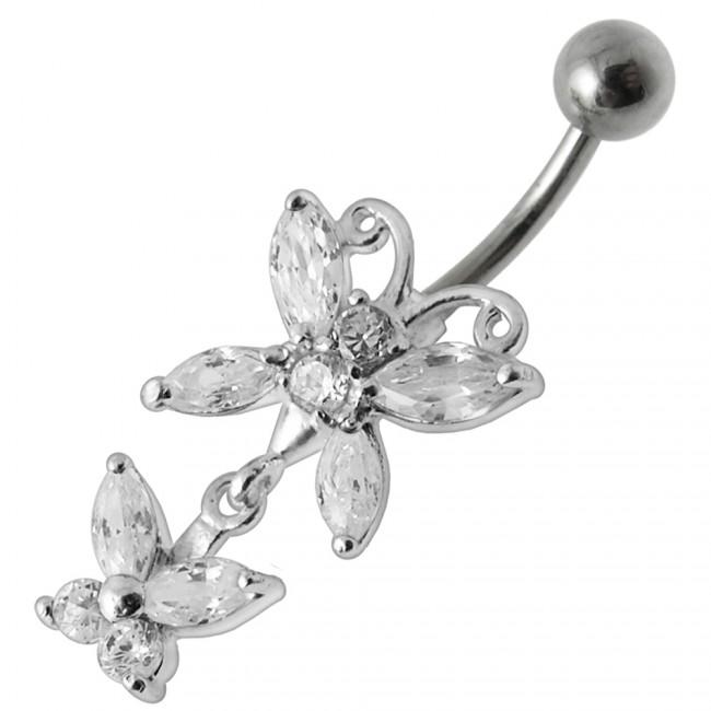 Bauchnabelpiercing Titan 925er Silber-Motiv Schmetterling