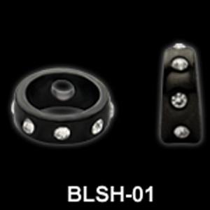 blsh01-bk Piercing Saturn Shield schwarz mit Kristallring 3mm/1.2mm Stahl