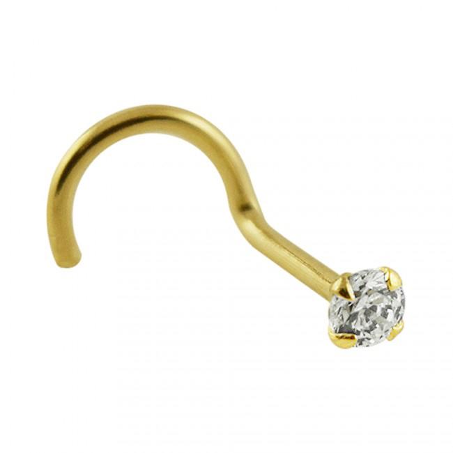 🦚 18karat Gold Nasenstecker Spirale Nasenpiercing Gelbgold mit 2mm-Kristall 🦚 18karat Gold Nasenstecker Spirale Nasenpiercing Gelbgold mit 2mm-Kristall