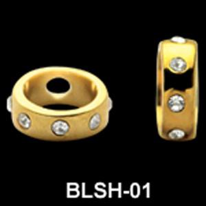 blsh-01gp_2 Piercing Saturn Shield goldfarben mit Kristallring 5mm/1.6mm Stahl