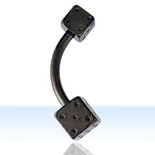bnk2di Bauchnabelpiercing mit 2 Würfel schwarz Stahl Banane