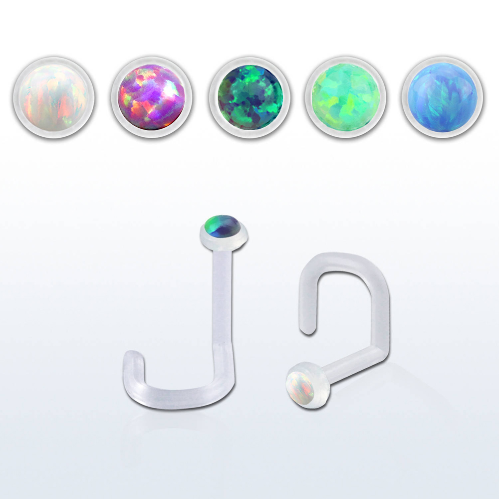 BINSWO Bioflex Nasenstecker Spirale mit synthetischem 1.5mm-Opal