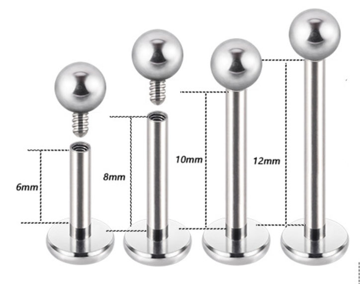 Labret Per Labbra E Orecchie Piercing Labret Micro Da 1,2mm Con Ingegneria Interna - Acciaio Chirurgico, Zirconi Rossi/Verdi Piercing Labret 1.2mm - Foto 7