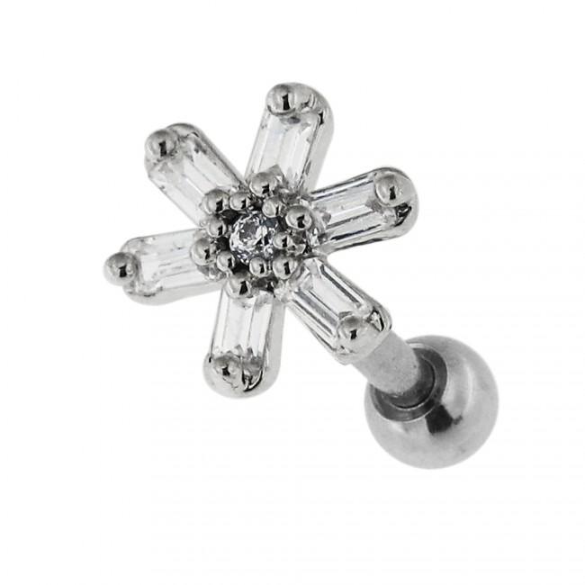 Helix Tragus Piercing Kristallblume silber oder goldfarbig 1.2mm x 6mm