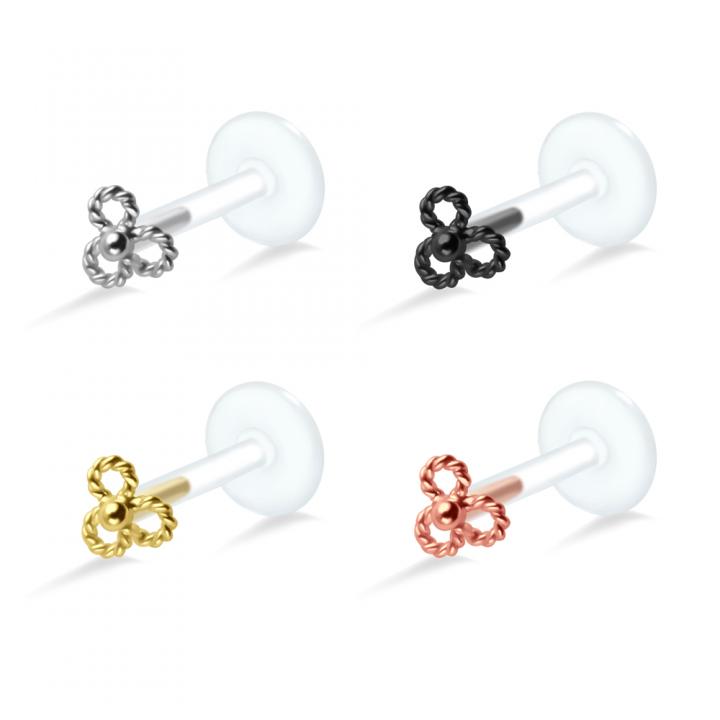 PTFE Tragus Labret Blüte silber schwarz goldfarbig roségoldfarbig