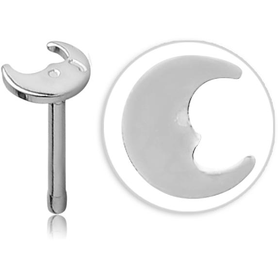 Nasenstecker Pin mit Mond Motiv 0.8 Stahl Nasenpiercing gerade