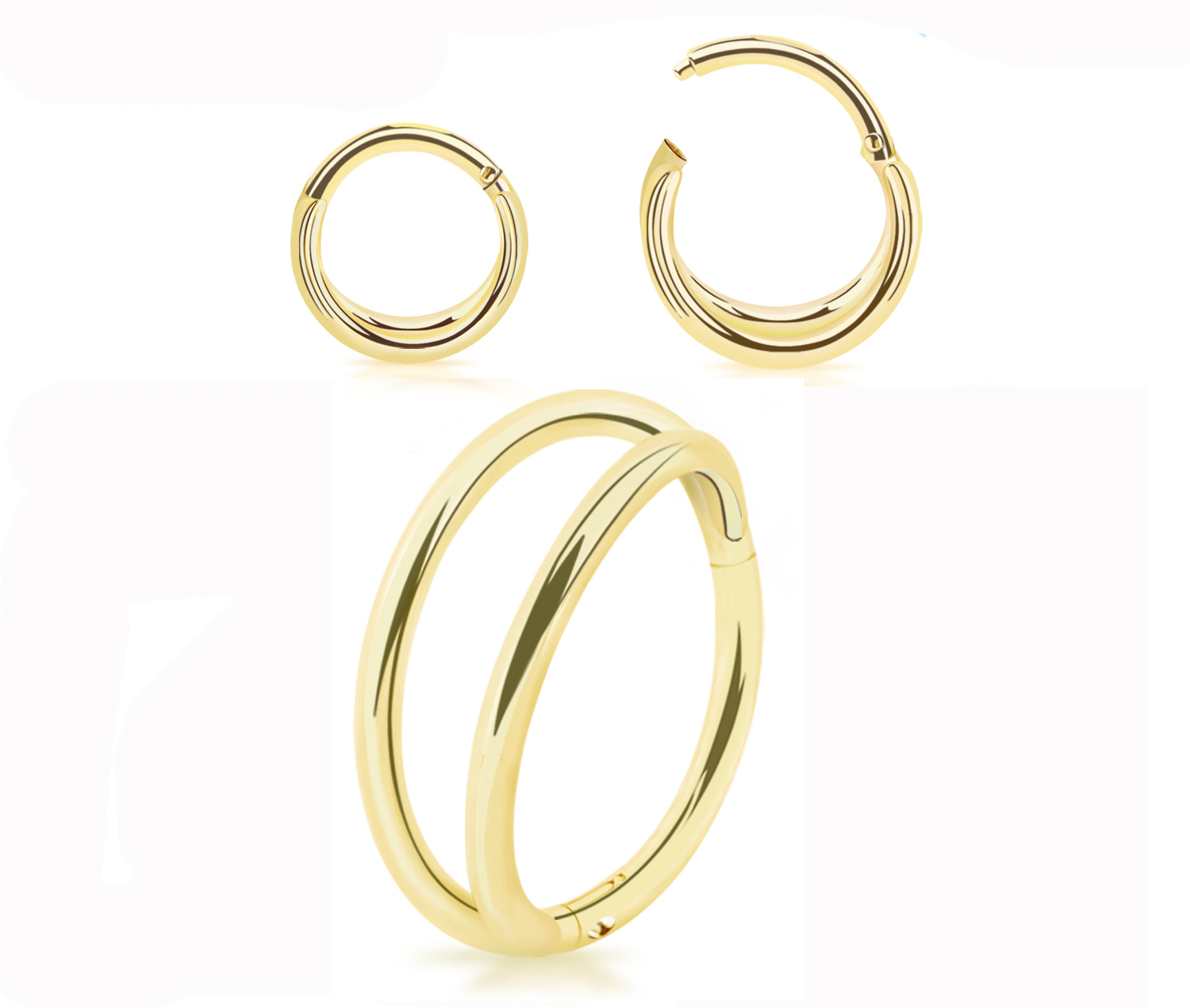 Segmentring Clicker 14karat Gold Gelbgold Doppelbogen 1.0mm Stabstärke mit Geschenkbox Segmentring Clicker 14karat Gold Gelbgold Doppelbogen 1.0mm Stabstärke mit Geschenkbox