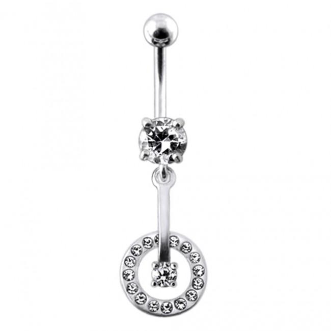 Bauchnabelpiercing Titan 925er Silber-Motiv Kristallring