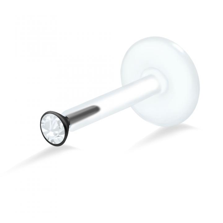 PTFE Tragus Labret 1.8mm-Kristall silber schwarz goldfarbig roségoldfarbig