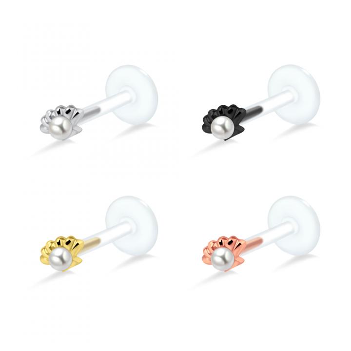 PTFE Tragus Labret Muschel silber schwarz goldfarbig roségoldfarbig