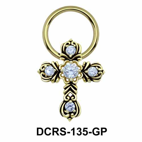 Brustwarzen BCR Ring mit Kreuz goldfarbig Klemmring Nippel Piercing Ring