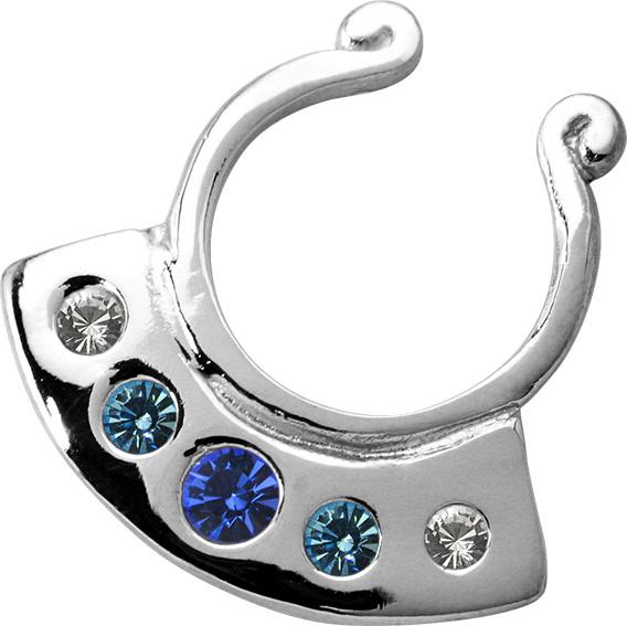 Fake Brustwarzenpiercing Kristallkranz Clip zum Klemmen Brust Piercing blau