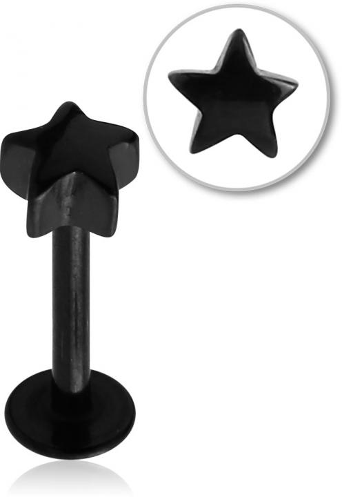Stahl Piercing schwarz Motiv Stern nur Aufsatz oder mit Barbell oder Labret (wählbar)