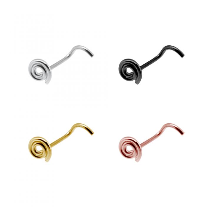 Nasenstecker Spirale Wirbel Silber silberfarbig schwarz goldfarbig roségoldfarbig